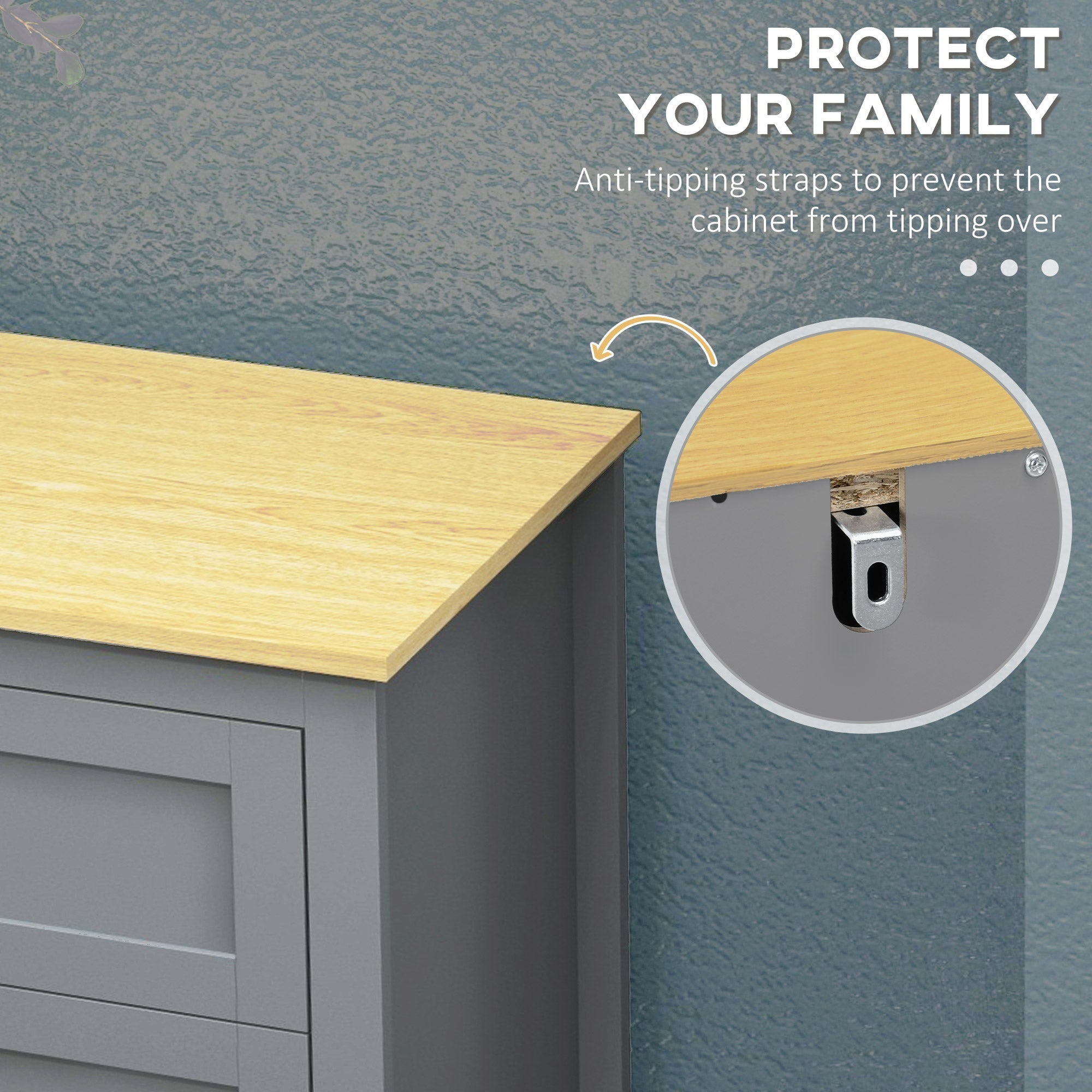 HOMCOM Buffet Storage Cabinet Buffet Table Drawer Double Door Cupboard Adjustable Shelf Living Room Entryway Grey