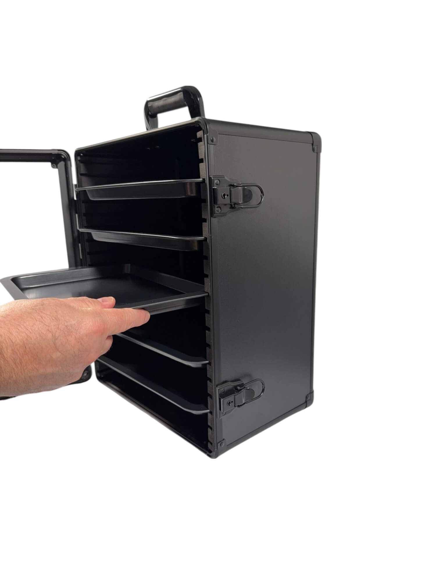 Aluminum Miniatures Display Case with 5 Magnetic Trays