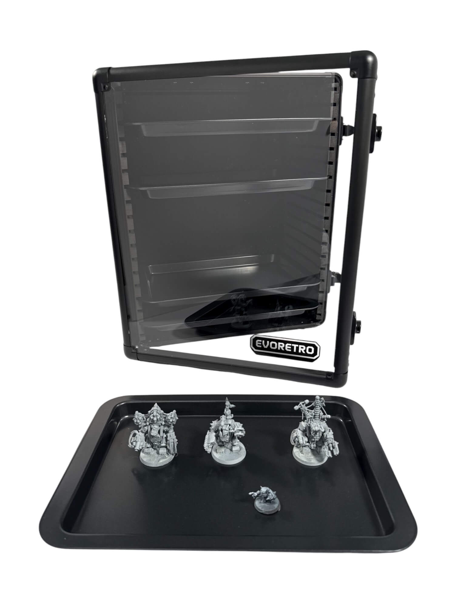 Aluminum Miniatures Display Case with 5 Magnetic Trays