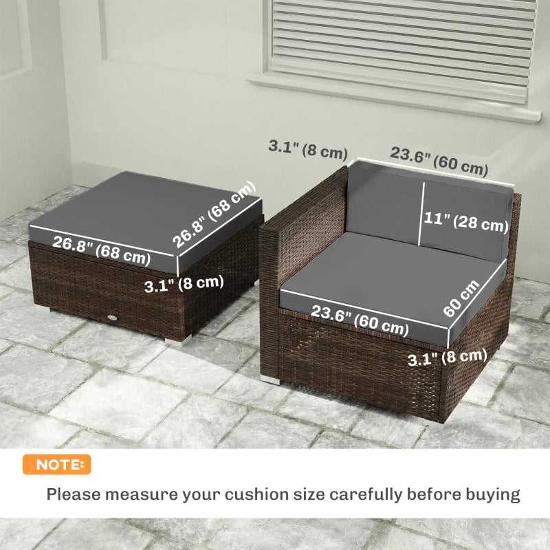 Patio Furniture Cushions Water-Repellent Outdoor Loveseat Cushion Removable Covers 23.6" x23.6", Grey