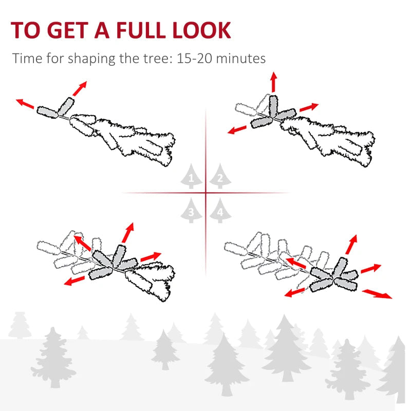 HOMCOM Flocked Pencil Christmas Tree with Realistic Branch Tips, Folding Metal Stand, Multicolor