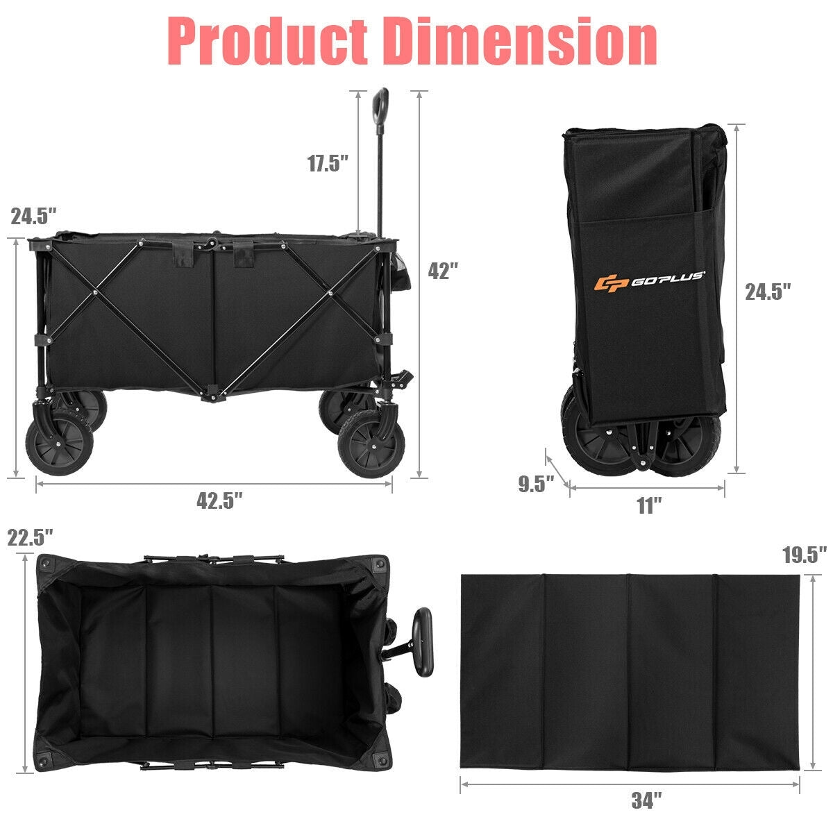Outdoor Utility Garden Trolley Buggy -BlackÂ