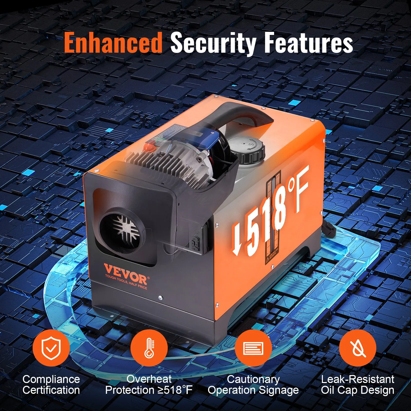 VEVOR 8KW Diesel Air Heater, Bluetooth App Control All-in-One Diesel Heater with Automatic Altitude Adjustment, Remote Control and LCD, Portable Parking Heater for RV, Trailer, Camper Van, Boat