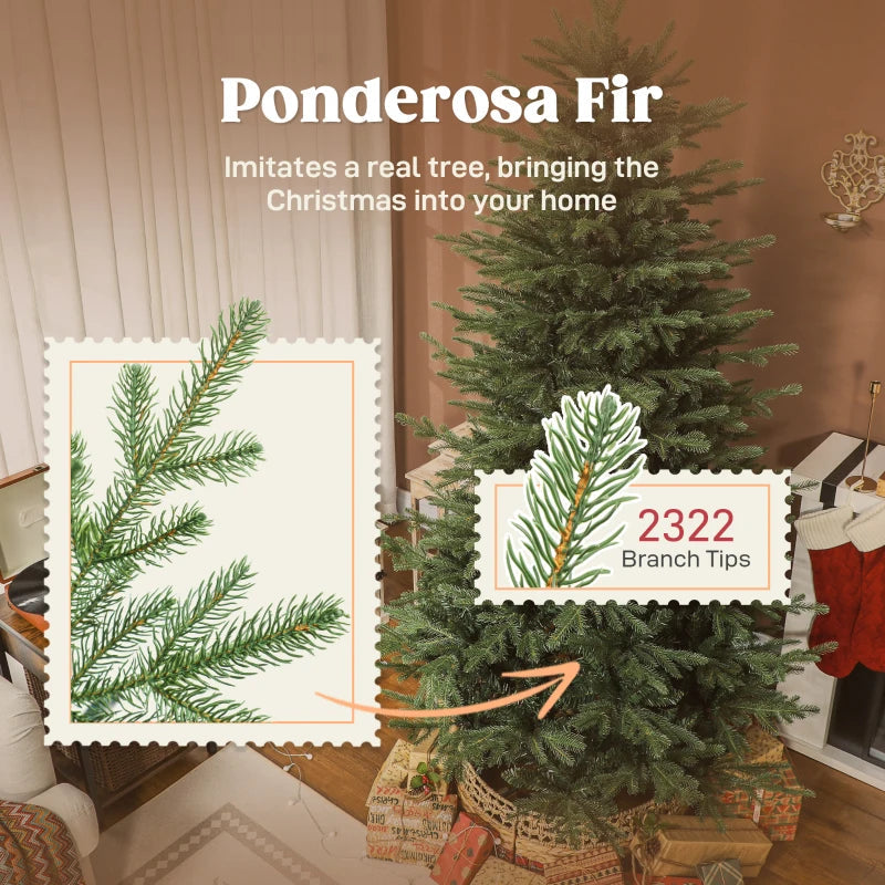 HOMCOM 5ft Artificial Christmas Tree – Dense Realistic Full Ponderosa Fir, Hinged Branches, Easy Assembly