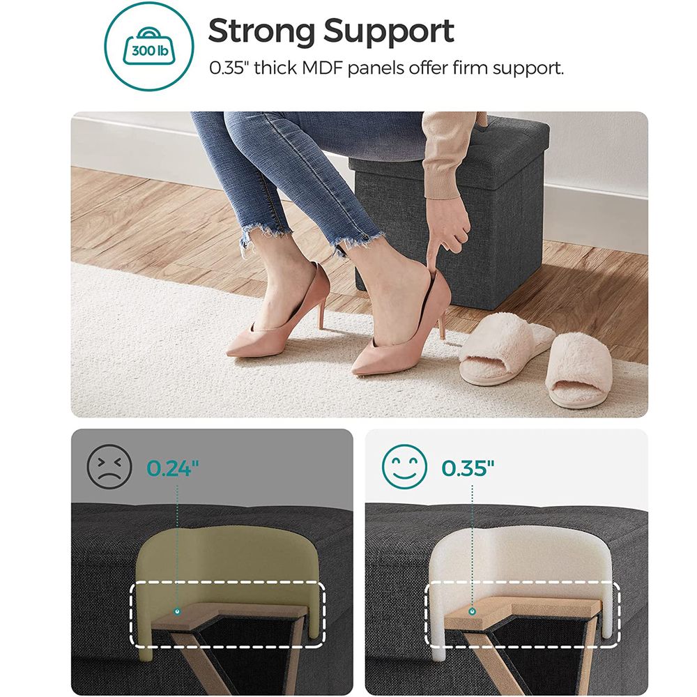 SONGMICS 11.8 Inches Small Folding Storage Ottoman Cube