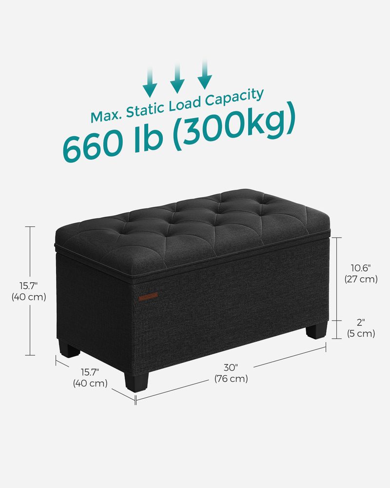 SONGMICS Storage Ottoman Bench with Legs, Load up to 660 lb