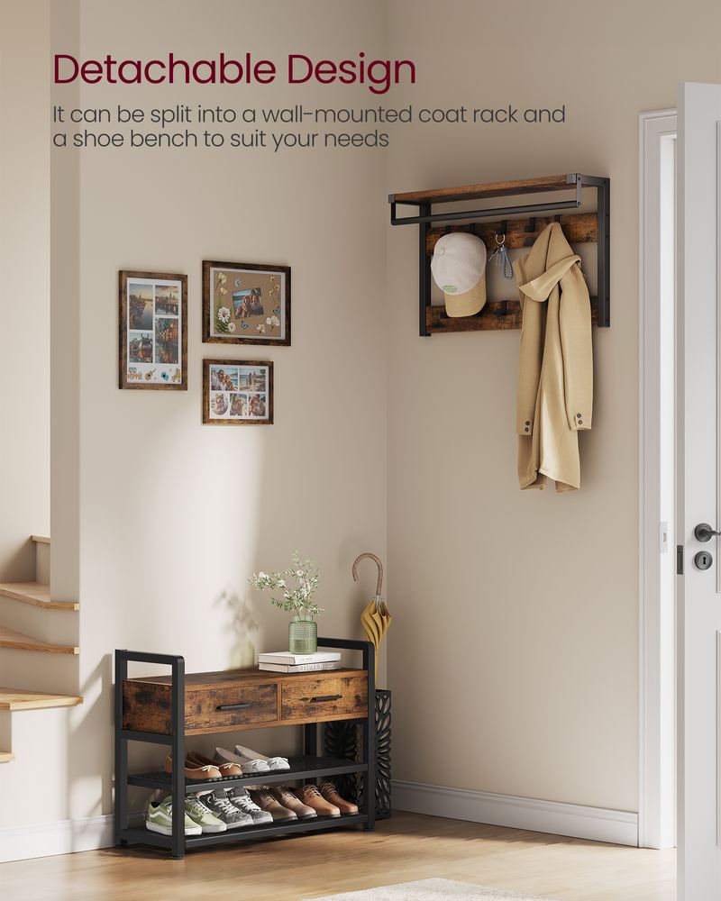 VASAGLE Hall Tree with Bench and Shoe Storage
