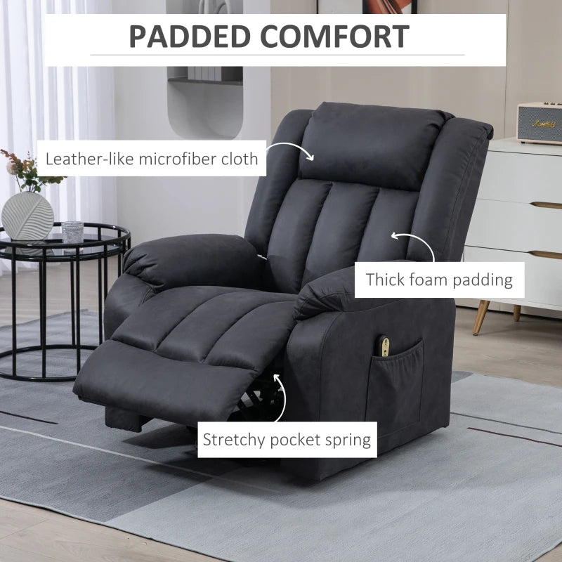 HOMCOM Lift Chair for Seniors, Microfibre Upholstered Electric Recliner Chair with Remote, Quick Assembly, Charcoal Grey