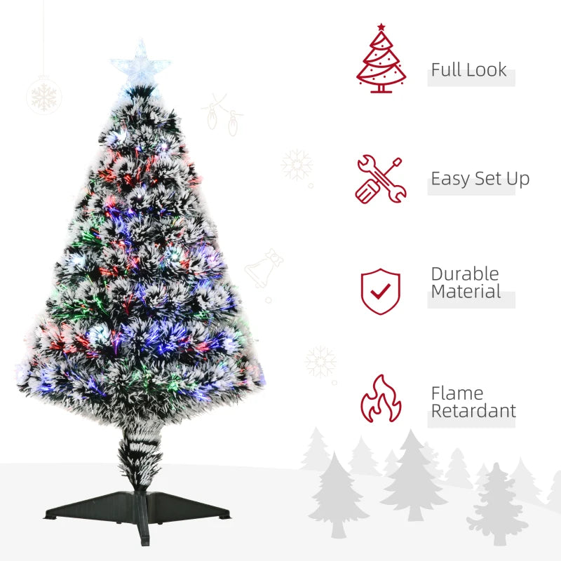 HOMCOM Pre-Lit LED Optical Fiber Christmas Tree with Stand