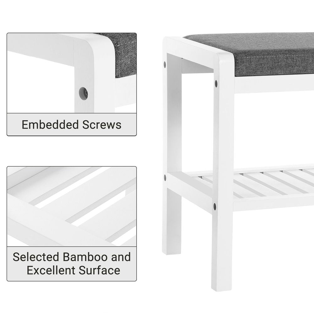 SONGMICS Shoe Rack Bench with Cushion Upholstered Padded Seat