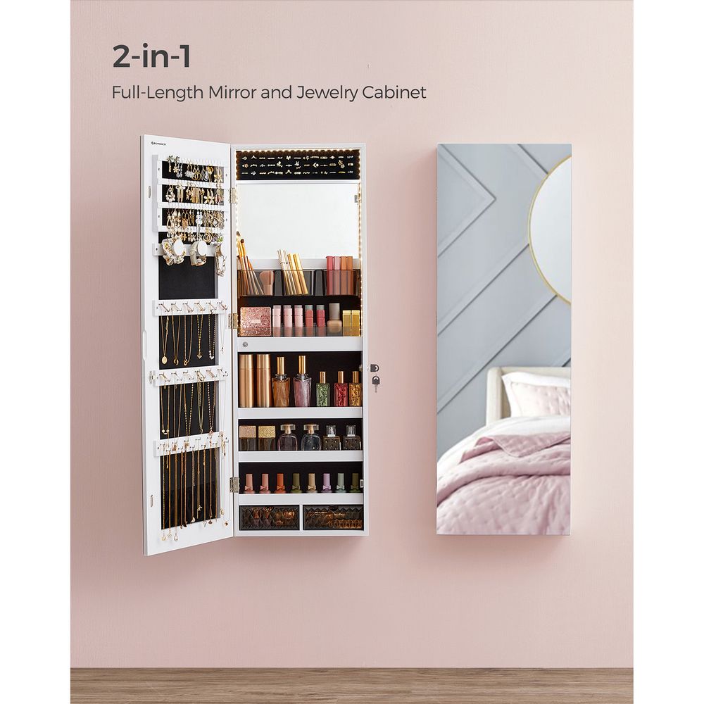 SONGMICS Jewelry Armoire Organizer with LED Lights