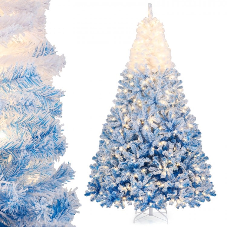 8 FT Artificial Christmas Tree with Warm White LED Lights and 8 Modes