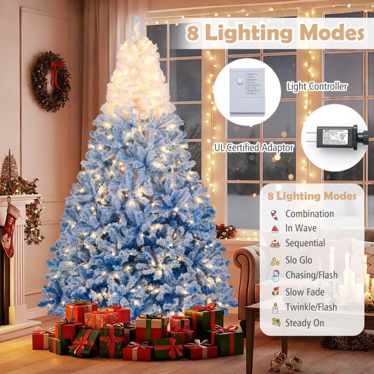 8 FT Artificial Christmas Tree with Warm White LED Lights and 8 Modes