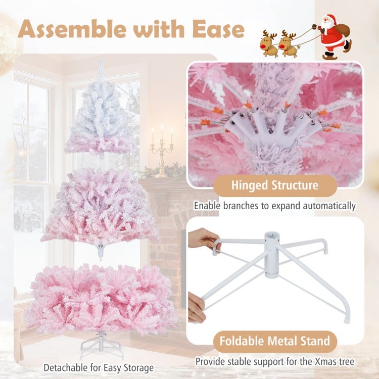 7 FT Artificial Christmas Tree with Warm White LED Lights and 8 Modes for Holiday