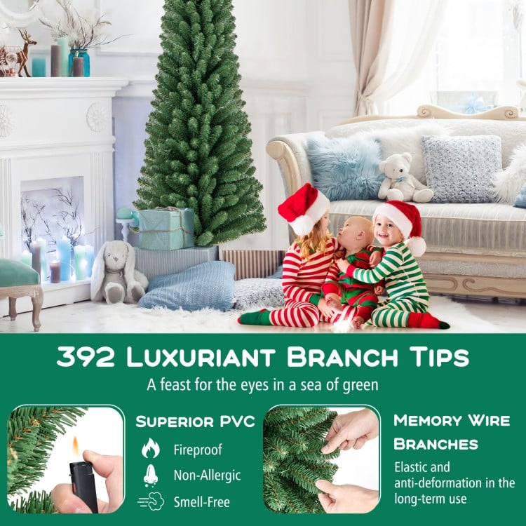 6 Feet Pencil Christmas Tree with 295/392/523/671 Memory Wire Branch Tips