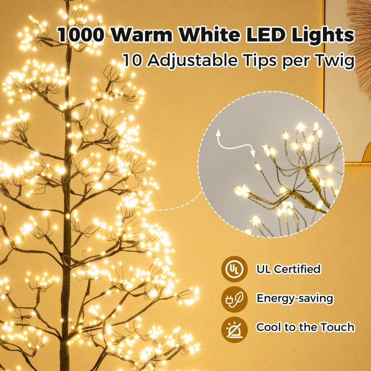 5 FT Lighted Alpine Tree with Warm White Light LED Lights Pre-lit Artificial Cedar Tree with Weighted Base