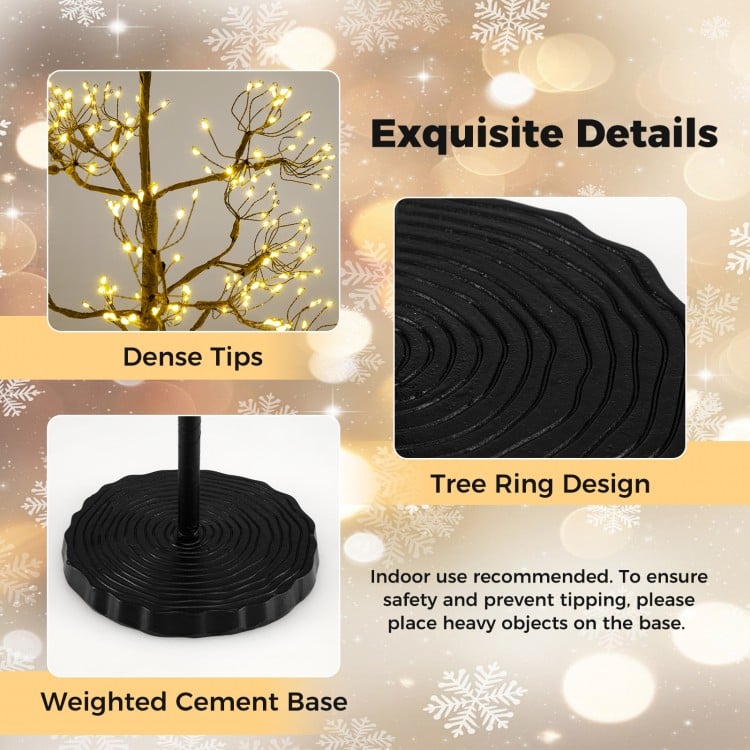 5 FT Lighted Alpine Tree with Warm White Light LED Lights Pre-lit Artificial Cedar Tree with Weighted Base