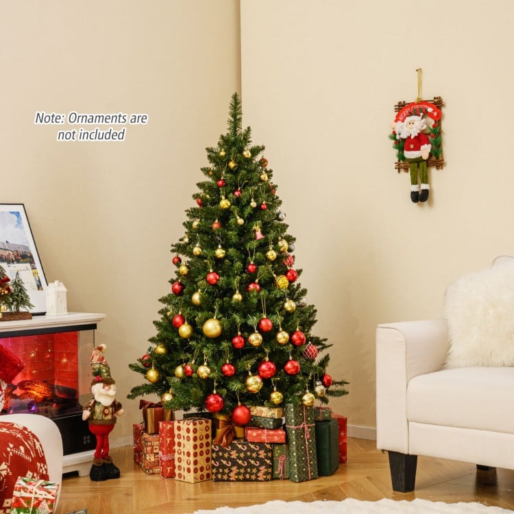 5 Feet Artificial Christmas Tree Hinged Xmas Tree with 7 Lighting Modes