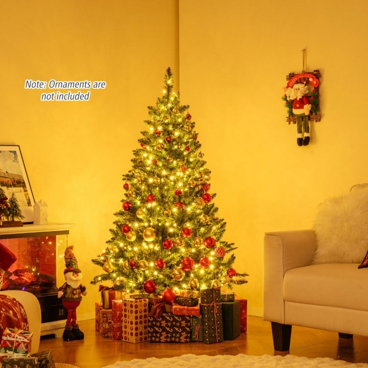 5 Feet Artificial Christmas Tree Hinged Xmas Tree with 7 Lighting Modes