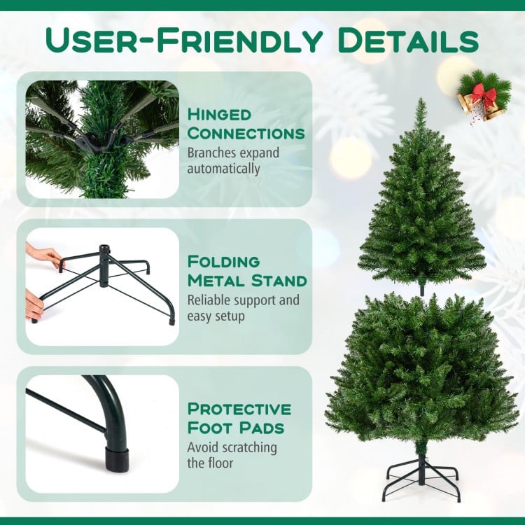 5 Feet Artificial Christmas Tree Hinged Xmas Tree with 7 Lighting Modes