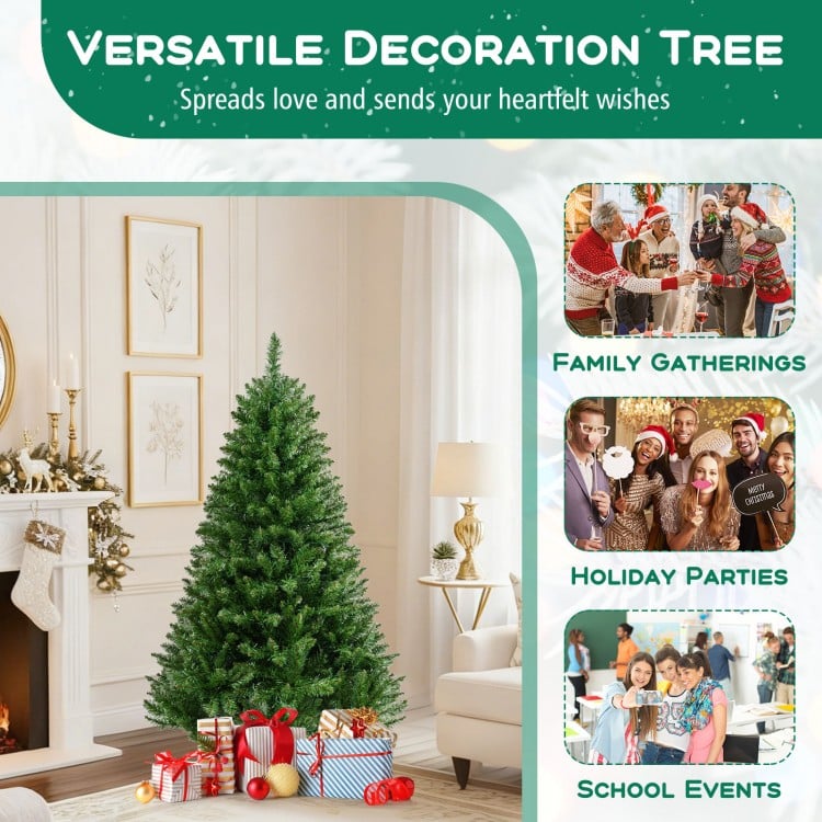 5 Feet Artificial Christmas Tree Hinged Xmas Tree with 7 Lighting Modes