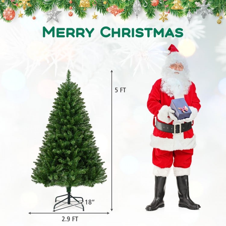 5 Feet Artificial Christmas Tree Hinged Xmas Tree with 7 Lighting Modes