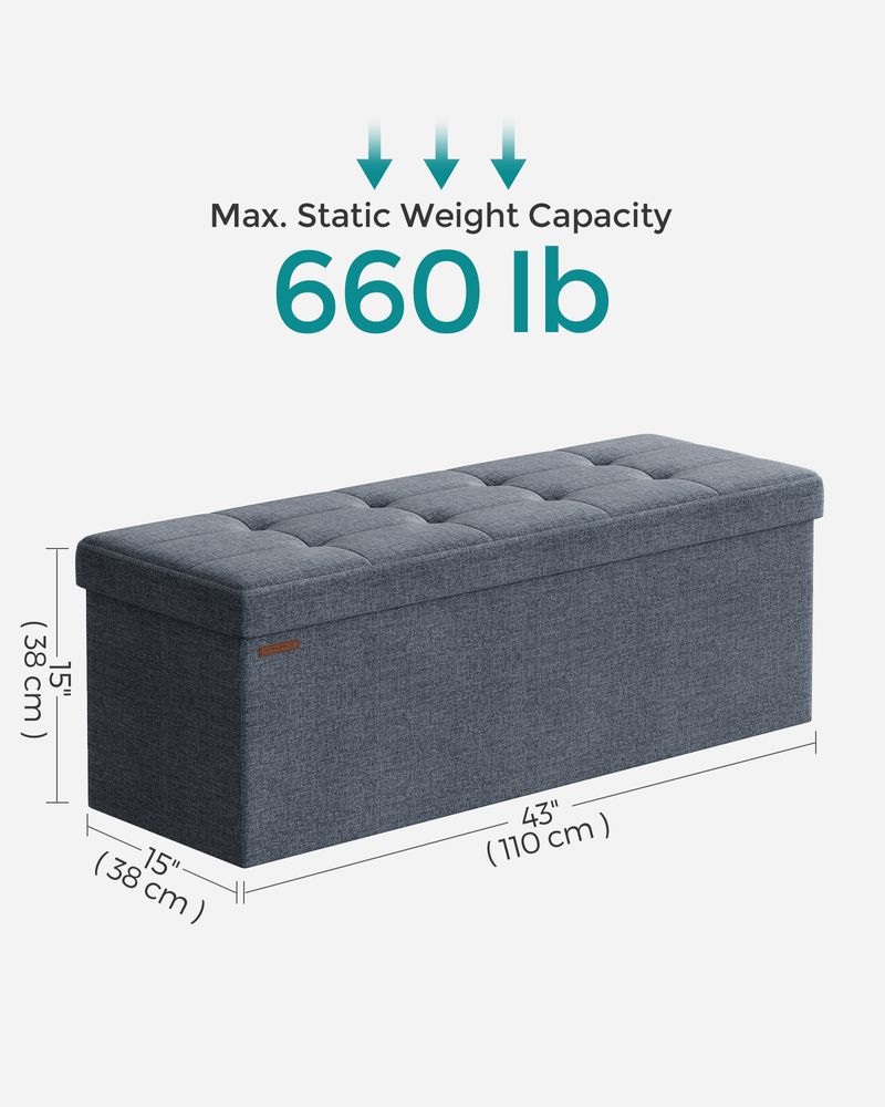 SONGMICS MAZIE Collection 43'' Folding Storage Ottoman Bench