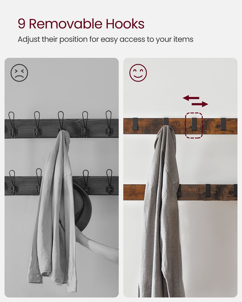 VASAGLE Industrial Coat Rack with Bench for Entryway