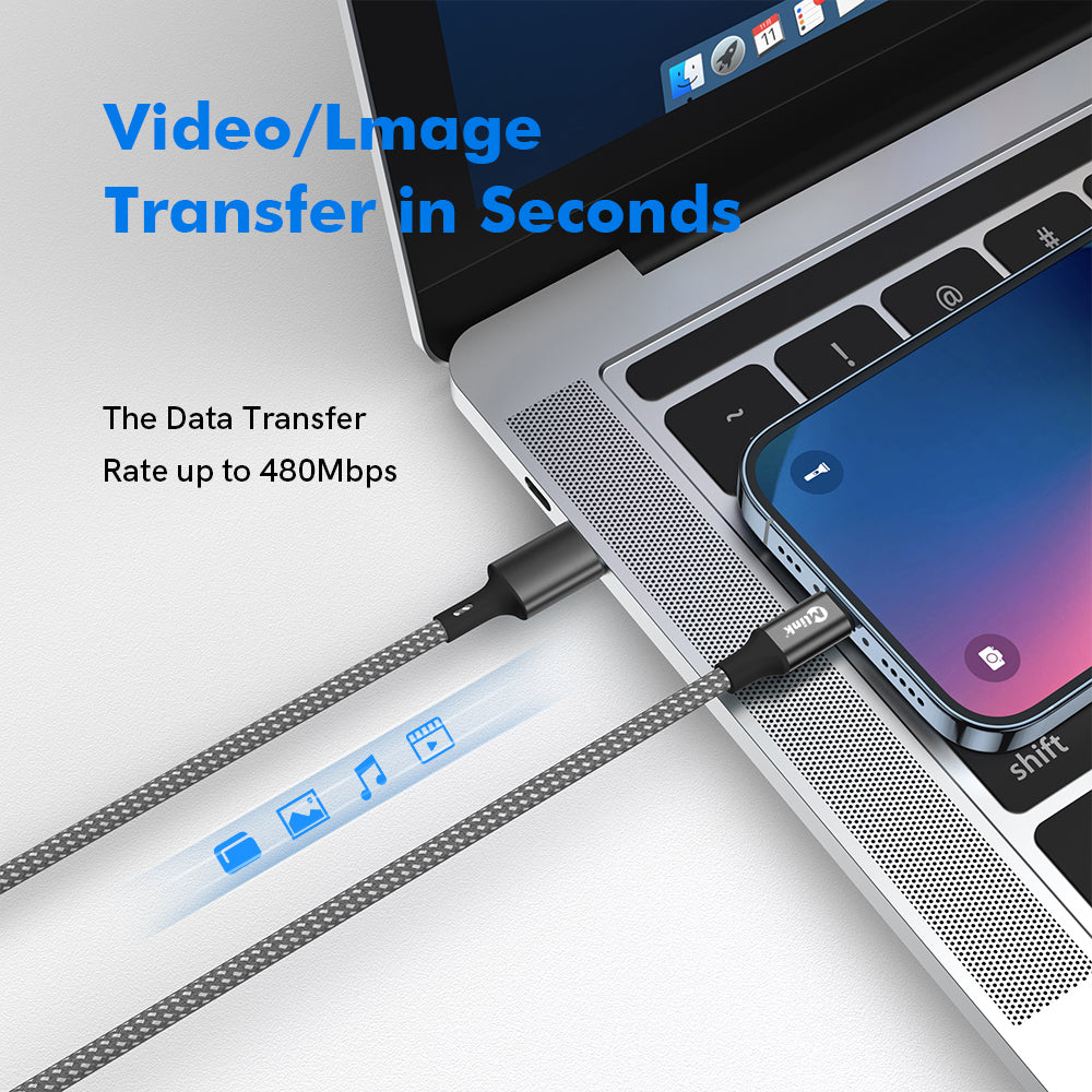 Câble tressé Lightning à USB PD20W 5V/2.4A à charge rapide de qualité supérieur