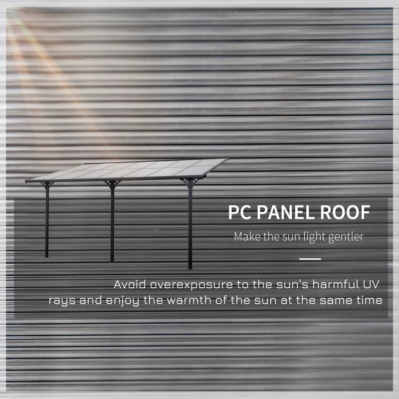 Outsunny 14' x 10' Outdoor Hardtop Pergola Gazebo with Polycarbonate Roof Adjustable Height, Aluminum Frame, UV Protection, Grey