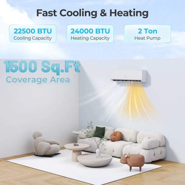 SEERXtreme Series 24000 BTU 25 SEER2 208-230V Mini Split Heat Pump Heating at -25℃ WiFi Enabled