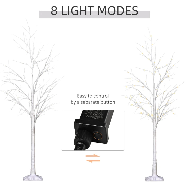 Outsunny Garden Birch Tree Light with 58 Warm LED Lights and 8 Modes, DIY Artificial Lamp for Indoor & Outdoor Parties