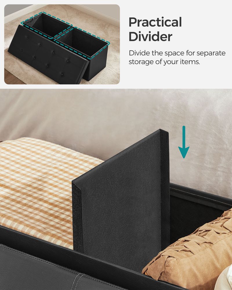 SONGMICS Folding Storage Ottoman Bench