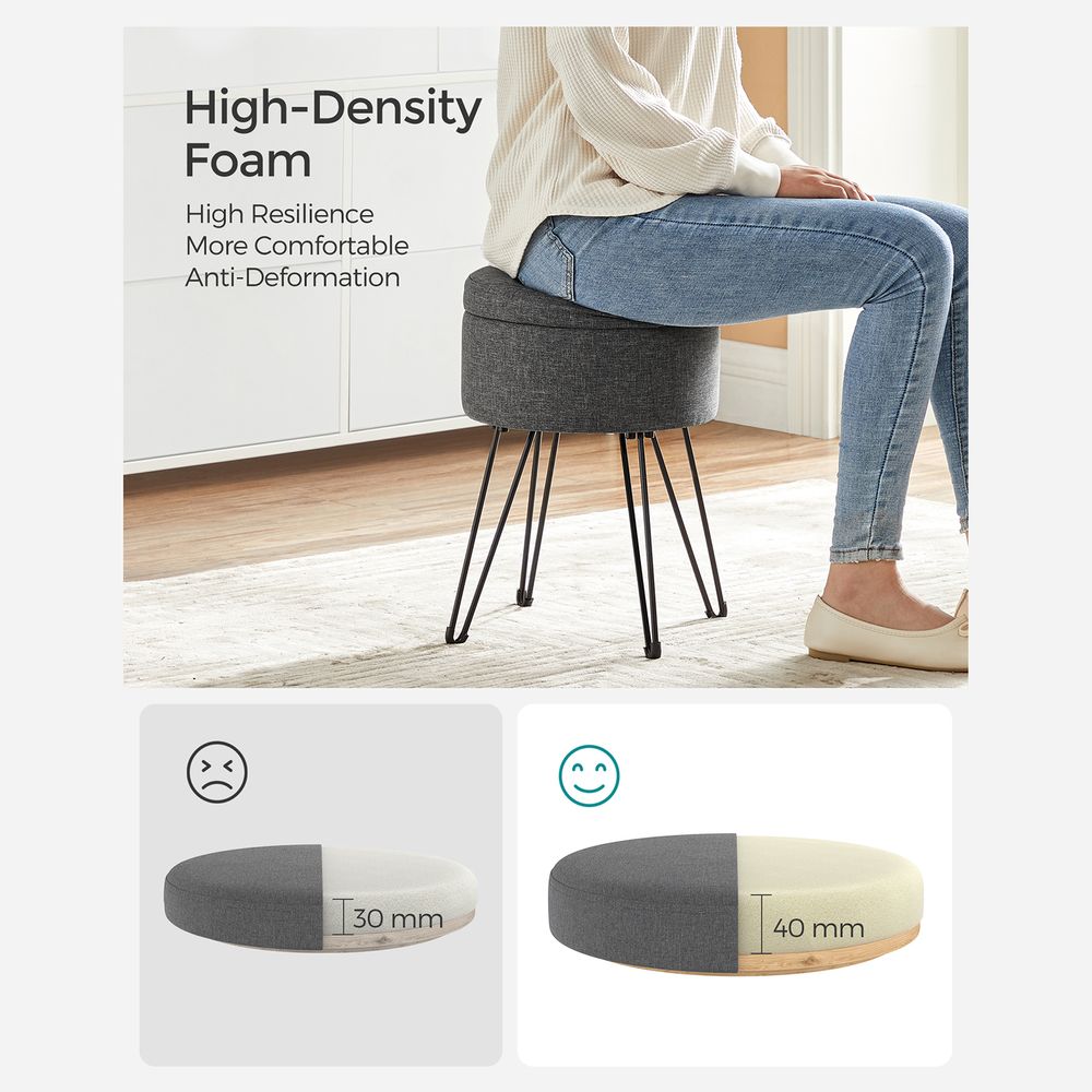 SONGMICS Small Ottoman Stool with Storage