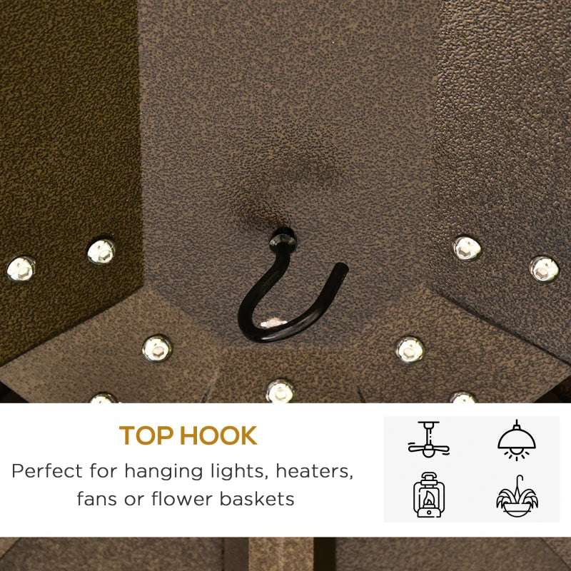 Outsunny 10' x 12' Hardtop Gazebo Steel Covered Gazebo Aluminum Frame Heavy Duty Outdoor Pavilion with Curtains and Netting, Brown