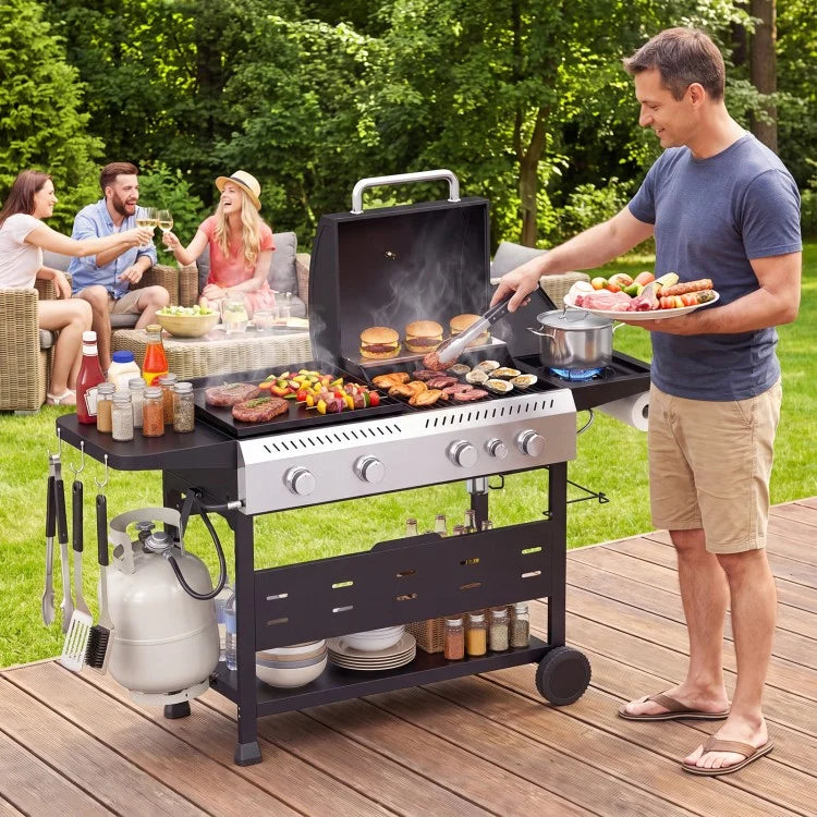 5-Burner Propane Gas Grill and Griddle Combo with Side Burner