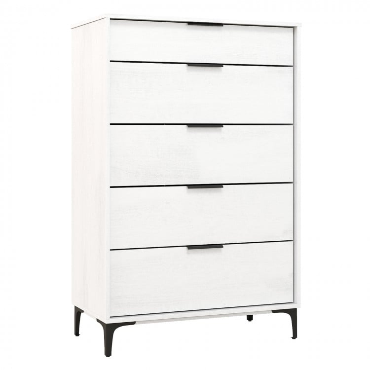 5-Drawer Dresser with Interlock System for Bedroom Living Room-White
