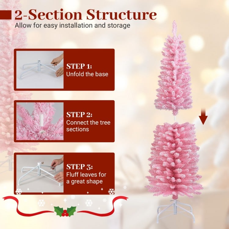 5 Feet Artificial Christmas Tree with 328 Branch Tips and Folding Metal Stand for Home