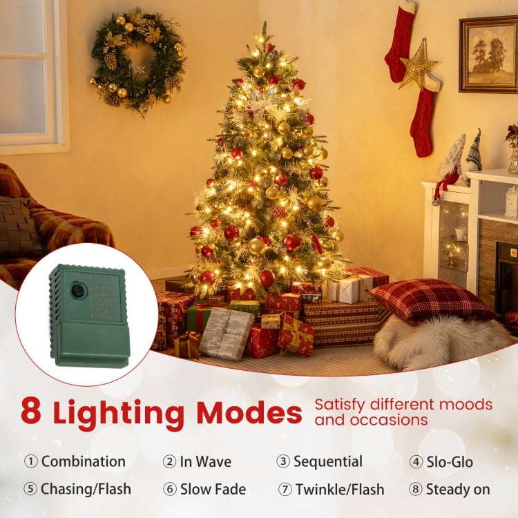 5 Feet Pre-Lit Artificial Christmas Tree with 8 Modes LED Lights with Berries