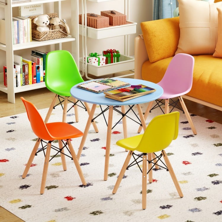 5 Pieces Kid's Colorful Set with 4 Armless Chairs