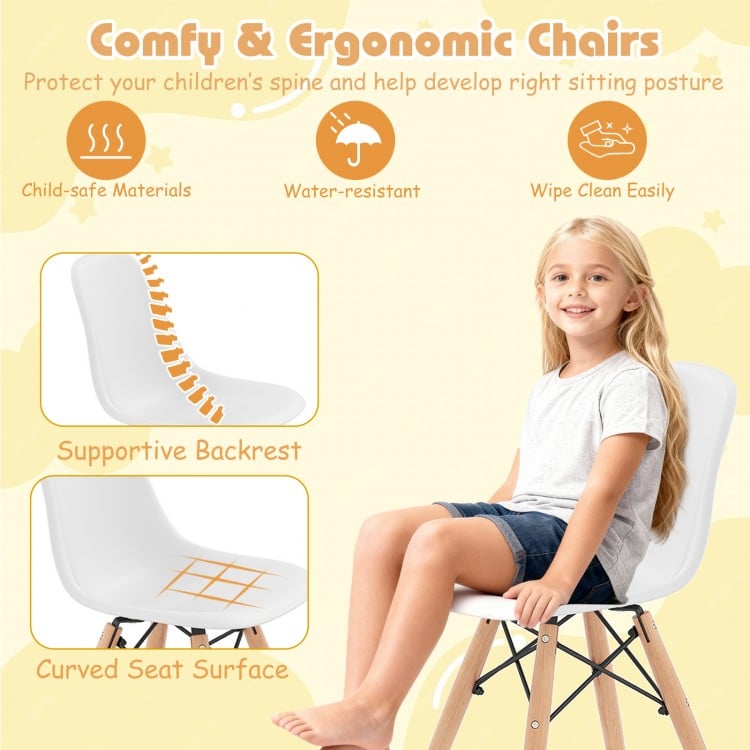 5 Pieces Kids Mid-Century Modern Table Chairs Set