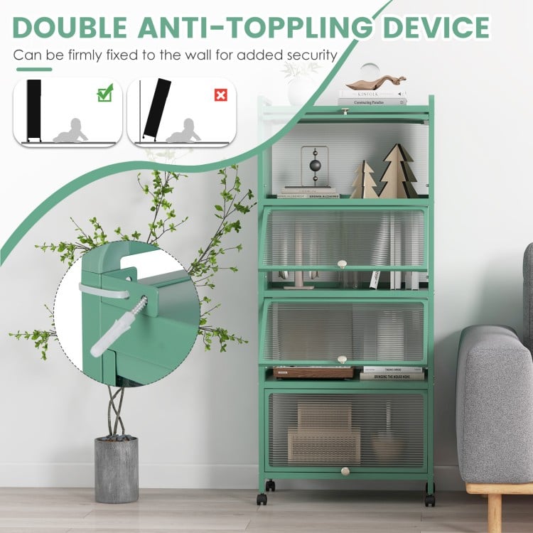 5-Tier Kitchen Baker's Rack with Flip-up PC Doors-Green