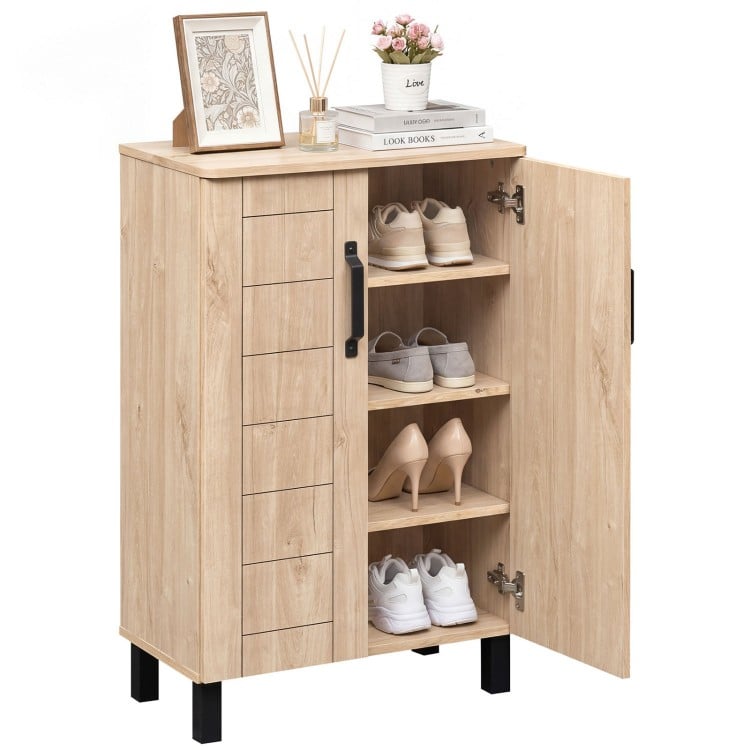 5-Tier Shoe Storage Cabinet Freestanding Wooden Shoe Rack Organizer-Natrual