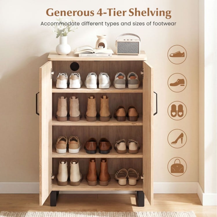 5-Tier Shoe Storage Cabinet Freestanding Wooden Shoe Rack Organizer-Natrual