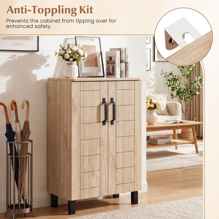 5-Tier Shoe Storage Cabinet Freestanding Wooden Shoe Rack Organizer-Natrual