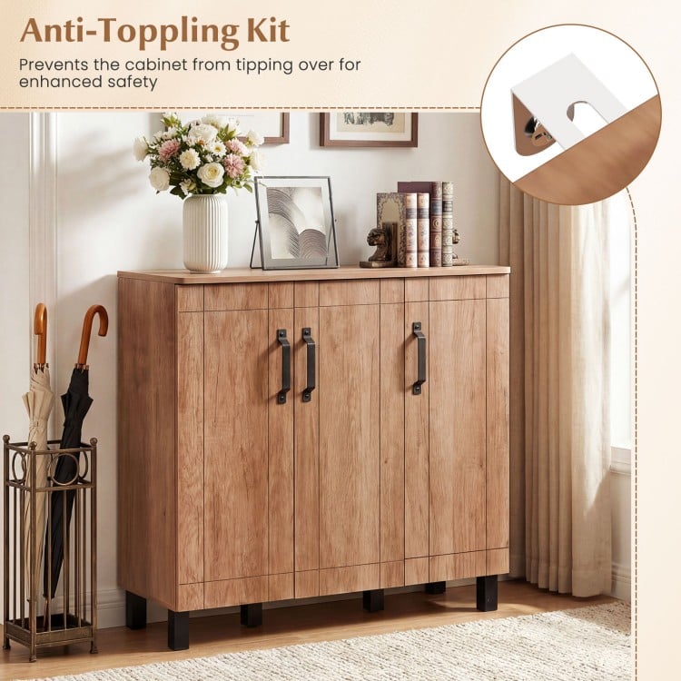 5-Tier Shoe Storage Cabinet Freestanding Shoe Rack Organizer for Entryway-Oak