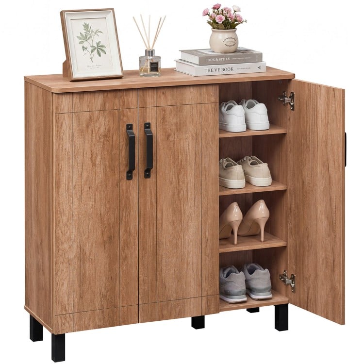 5-Tier Shoe Storage Cabinet Freestanding Shoe Rack Organizer for Entryway-Oak