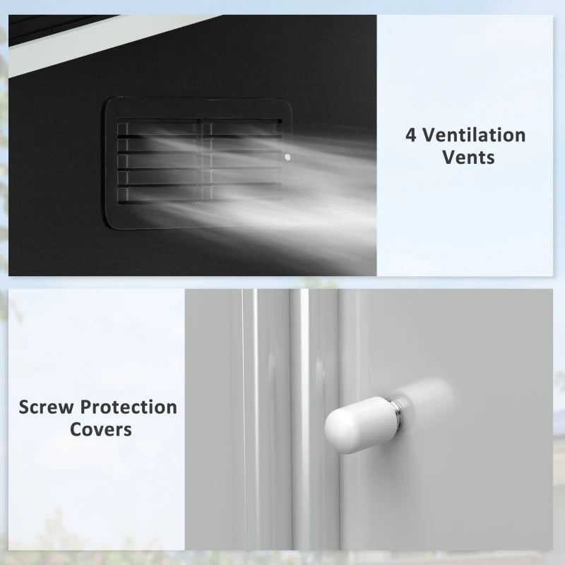 Outsunny 8' x 6' Outdoor Storage Shed, Metal Garden Tool Storage House with Lockable Sliding Doors and Vents for Backyard Patio Lawn, Charcoal Grey