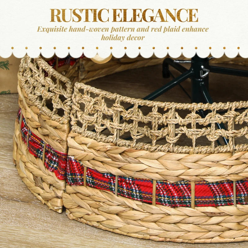 HOMCOM 23" Rustic Water Hyacinth Christmas Tree Skirt – Woven Tree Collar for Holiday, Party, & Home DecorationHOMCOM 23" Rustic Water Hyacinth Christmas Tree Skirt – Woven Tree Collar for Holiday, Party, & Home Decoration