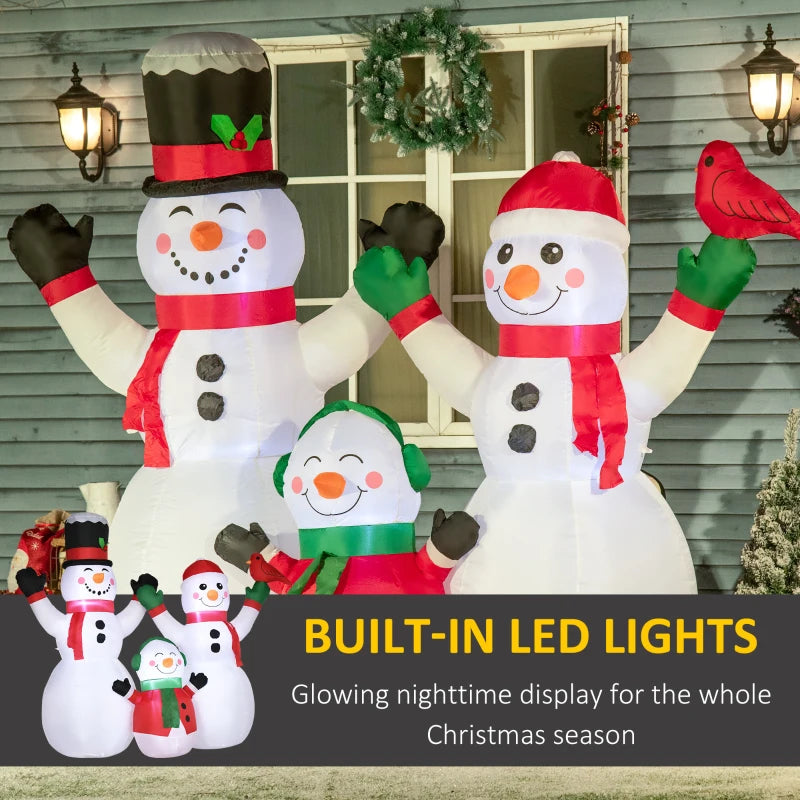 HOMCOM 7.9FT Inflatable Christmas Snowman Decoration, LED Lighted Blow Up for Indoor & Outdoor Holiday Yard Display